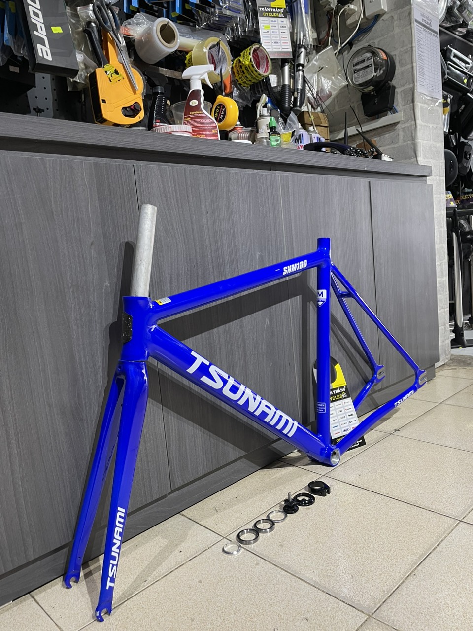Khung sườn xe đạp Fixed Gear Tsunami SNM100 Blue