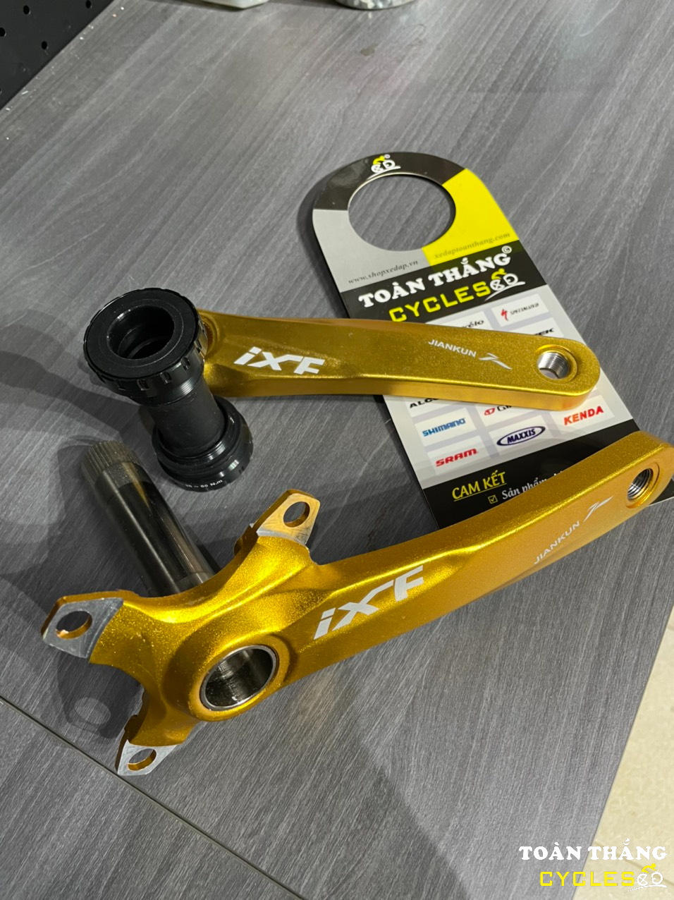 Full Bộ giò dĩa cốt rỗng xe đạp MTB kèm BB IXF 170mm đĩa BCD104 32 34 36 38 răng tùy chọn(Màu vàng)